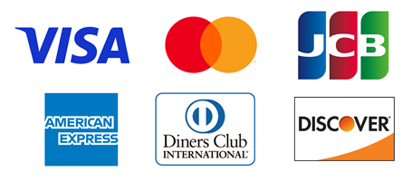 クレジットカード対応VISA・MasterCard・JCB・AMERICAN EXPRESS・Diners Club・DISCOVER